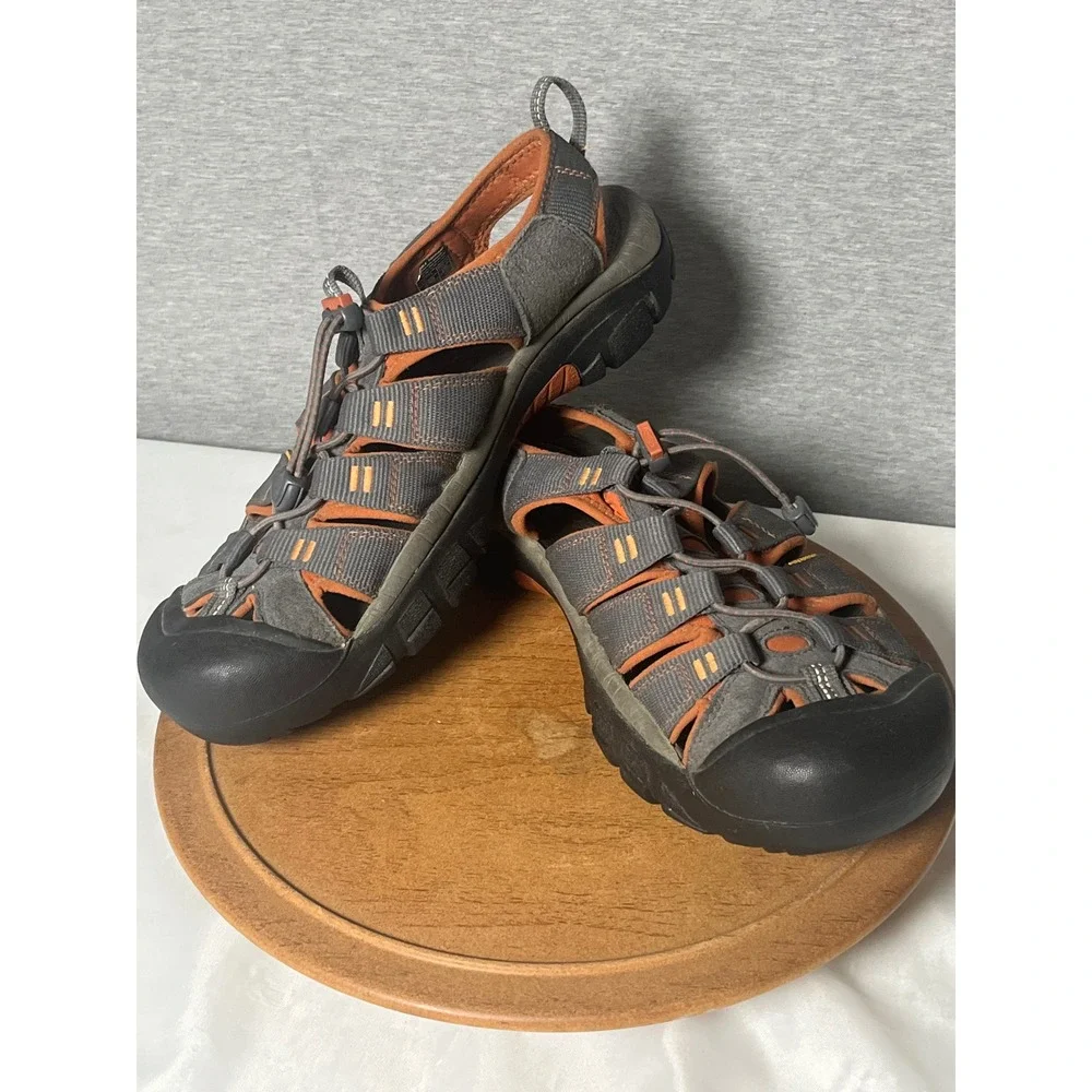 Keen Newport H2 Mens Gray Orange Waterproof Hiking Water Sandals Size 9.5